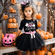 Pink and Black Bow Leggings Tights for Baby Girl Toddler - Ghost Pink & Black Halloween