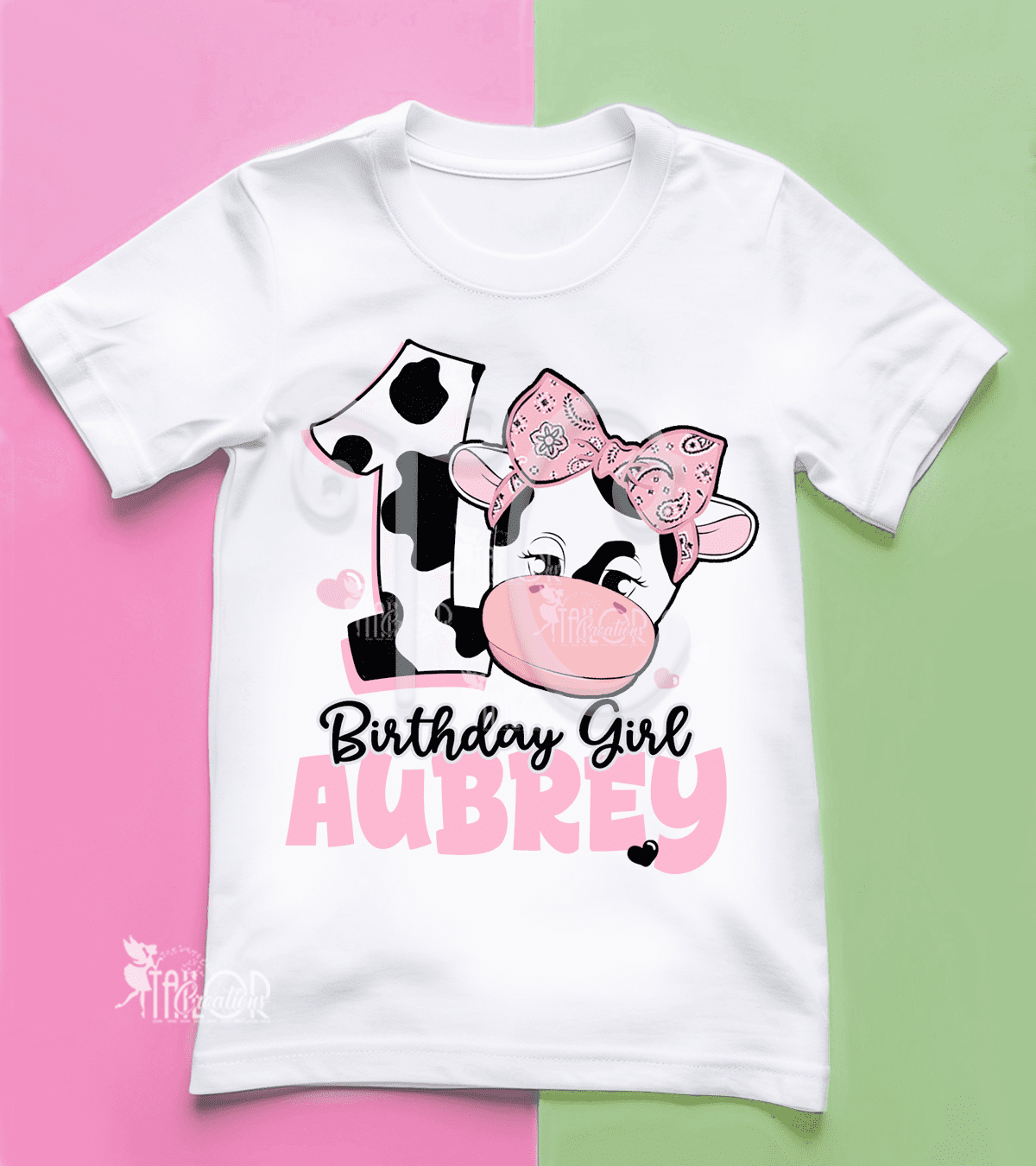 Pink Cow Farm Animal Birthday T Shirt - Cow Theme Cowgirl First Birthday Outfit