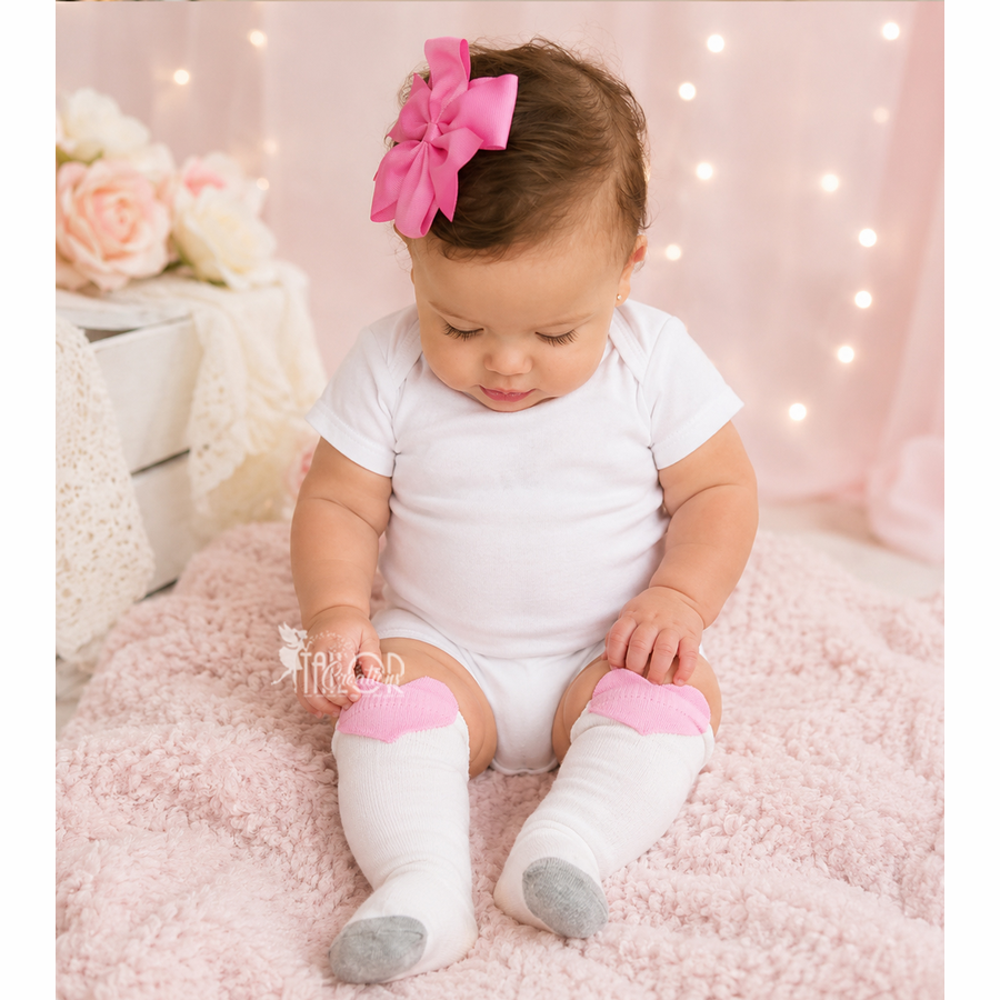 Pink Heart Knee High Baby Girl toddler Socks - Cute Boutique Baby Girl toddler Socks