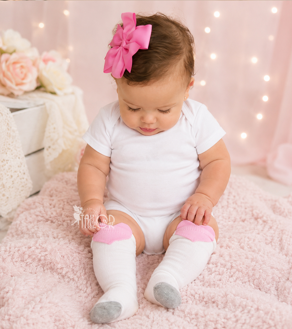 Pink Heart Knee High Baby Girl toddler Socks - Cute Boutique Baby Girl toddler Socks