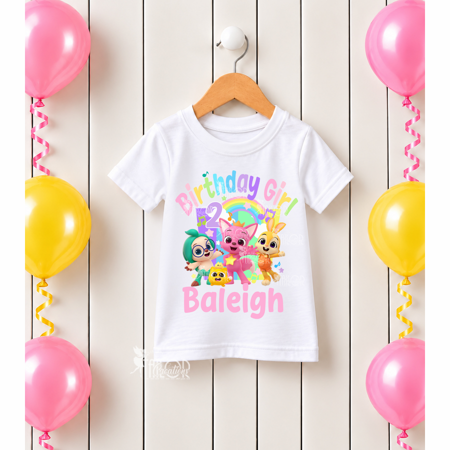 Pinkfong and Hogi Personalized Birthday Party Tee Shirt - Pinkfong Birthday Girl Outfit Ideas