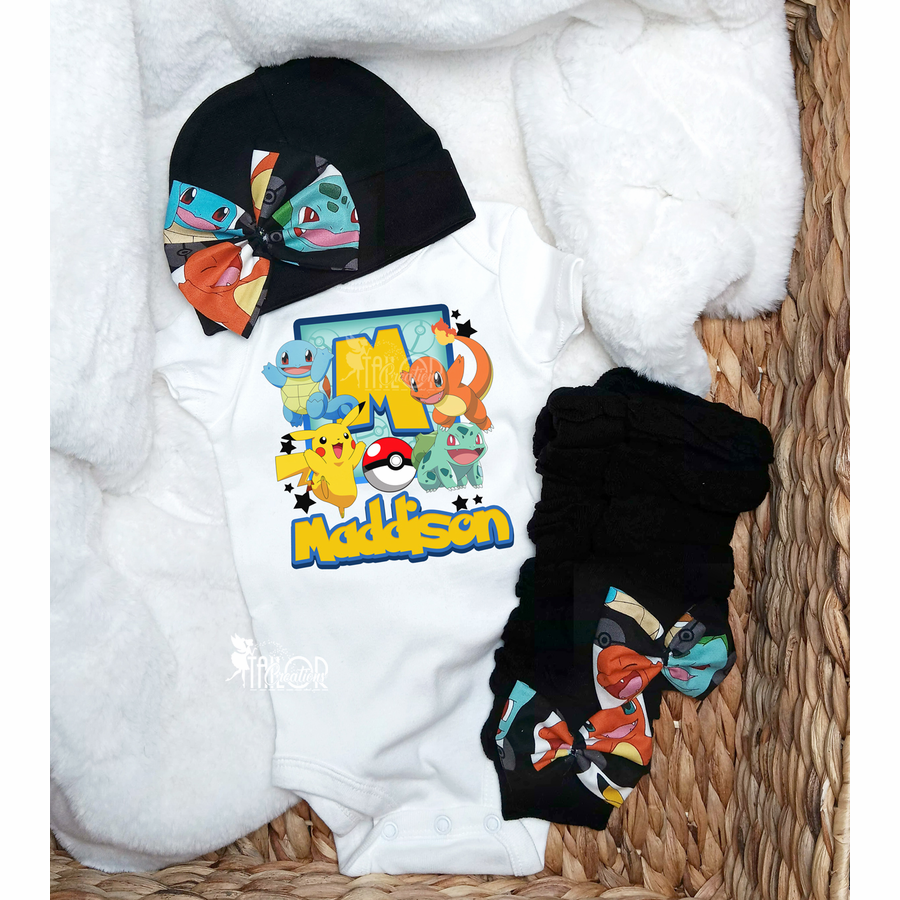 Pokemon Baby Girl Bodysuit Legwarmers Outfit - Pokemon Baby Box Gift Set
