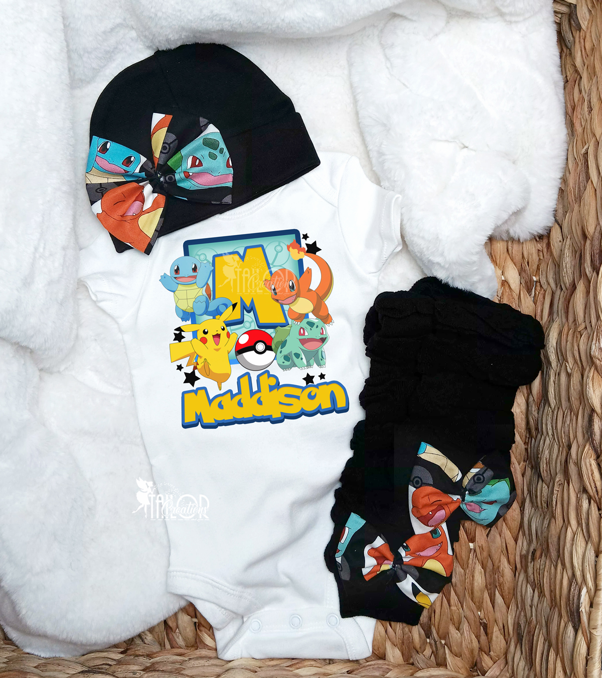 Pokemon Baby Girl Bodysuit Legwarmers Outfit - Pokemon Baby Box Gift Set