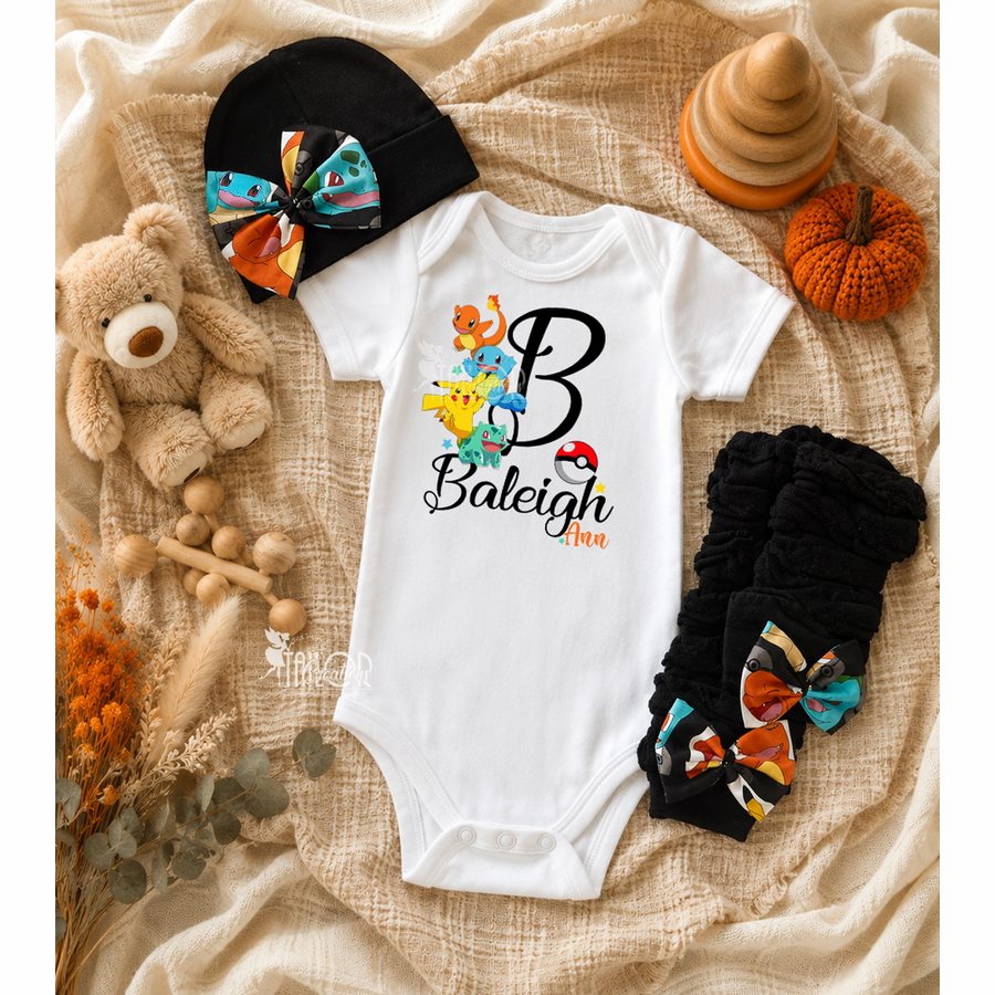 Pokemon Baby Girl Bodysuit Legwarmers Outfit - Pokemon Baby Box Gift Set