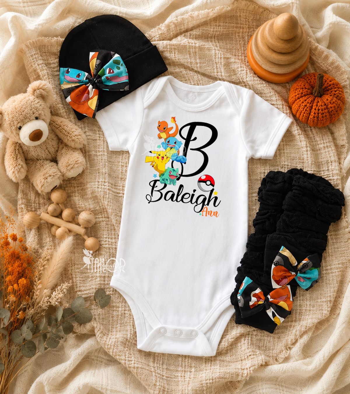 Pokemon Baby Girl Bodysuit Legwarmers Outfit - Pokemon Baby Box Gift Set