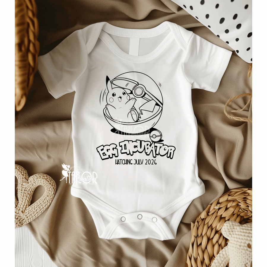 Pokemon Baby Onesie Announcement Bodysuit Gift Box - Personalize Anime Pikachu Baby Onesie