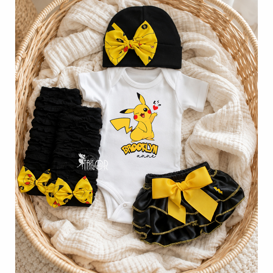 Pokemon Custom Baby Girl Outfit Bodysuit Gift Box - Pokemon baby shower gift box for girls