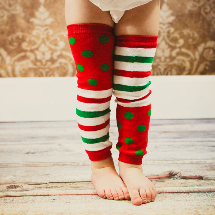 Polka Dots & Stripes Christmas Leg Warmers