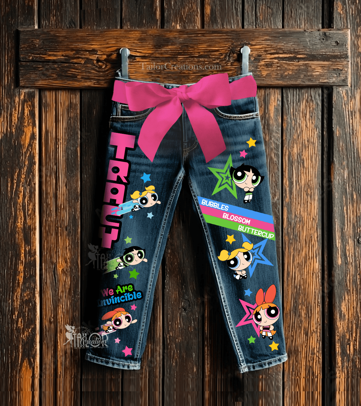 Powerpuff Girls Custom Denim Jeans Pants - Powerpuff Girls Birthday Party Outfit Ideas