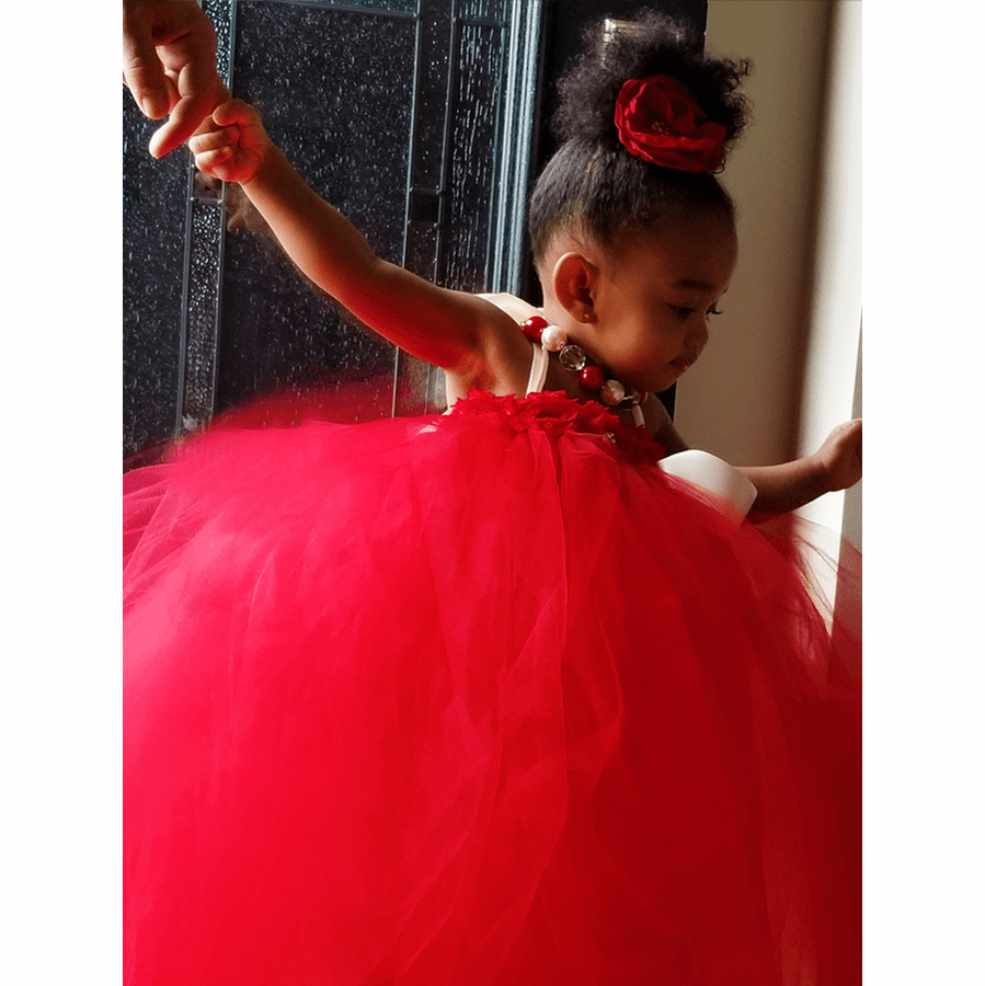Red Jewel Flower Tutu Dress