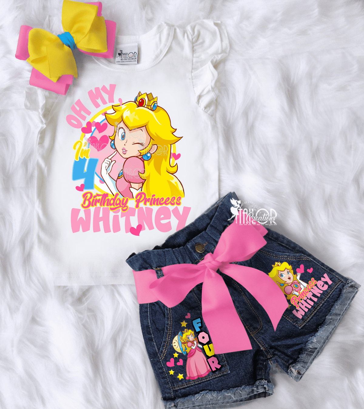 Princess Peach Birthday Outfit - Princess Peach Birthday Shirt - Denim Birthday