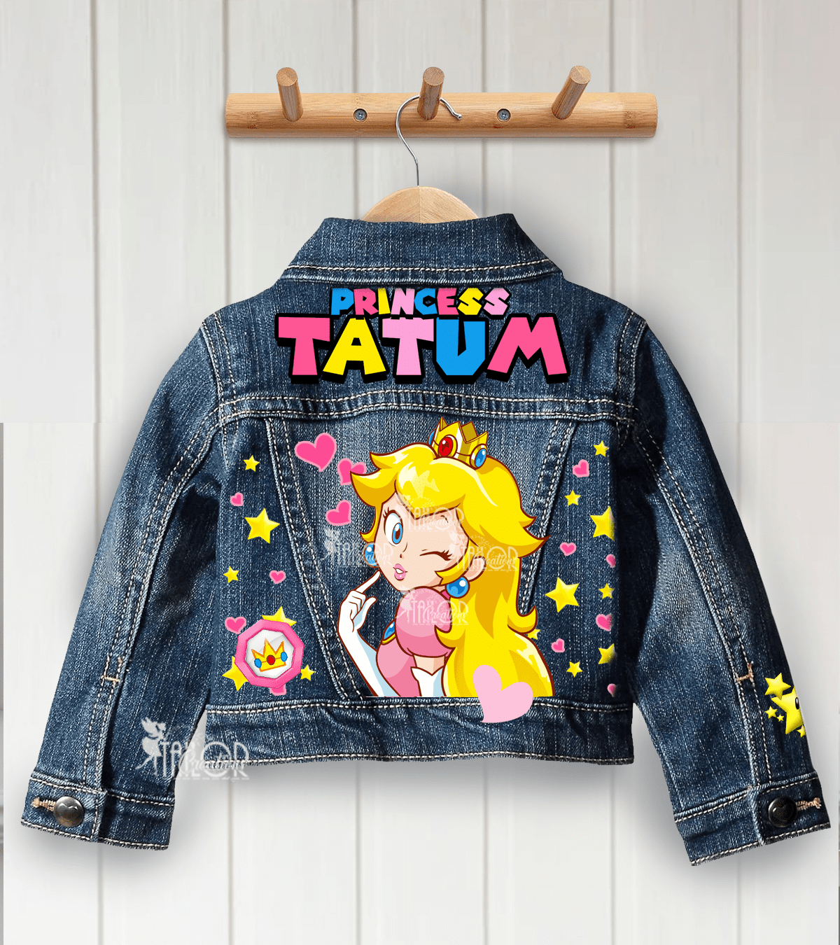 Princess Peach Jean Jacket - Custom Toddler Denim Jacket - Princess Peach Gift Ideas