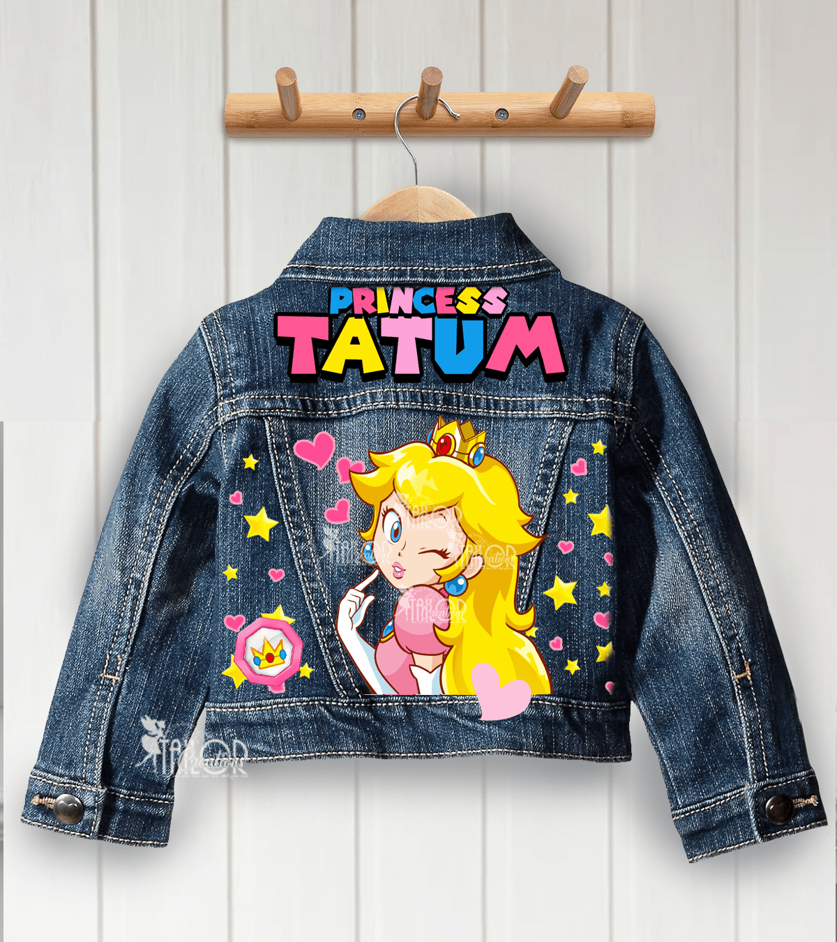 Princess Peach Jean Jacket - Custom Toddler Denim Jacket - Princess Peach Gift Ideas