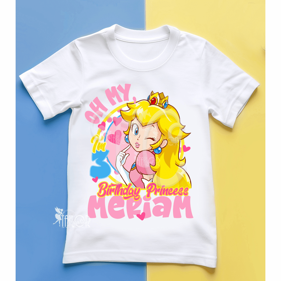 Princess Peach Personalized Birthday T Shirt - Princess Peach Birthday Outfit