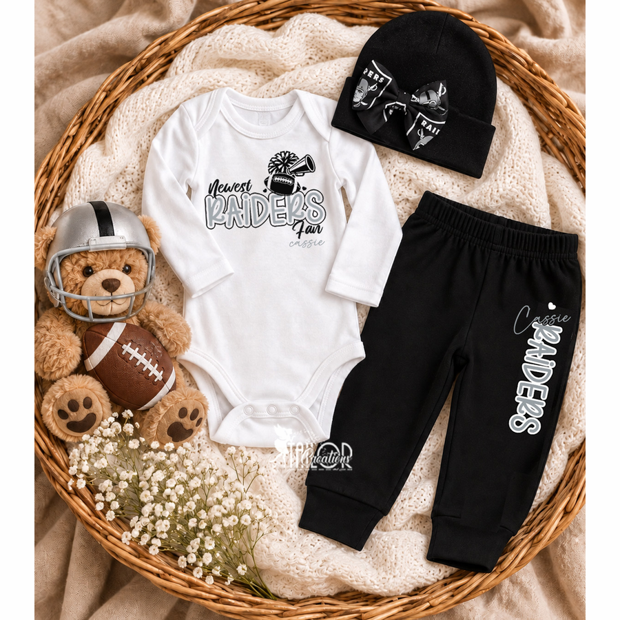 Raiders Baby Girl Football Outfit - Raiders Mini Football Fan Gift Box