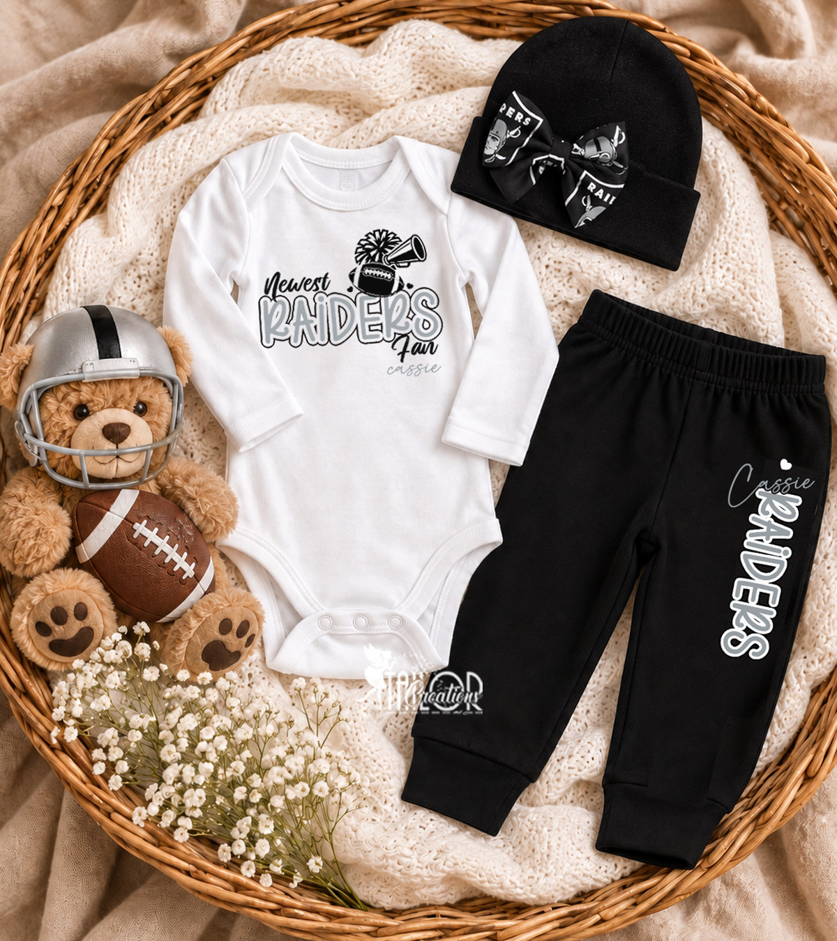 Raiders Baby Girl Football Outfit - Raiders Mini Football Fan Gift Box