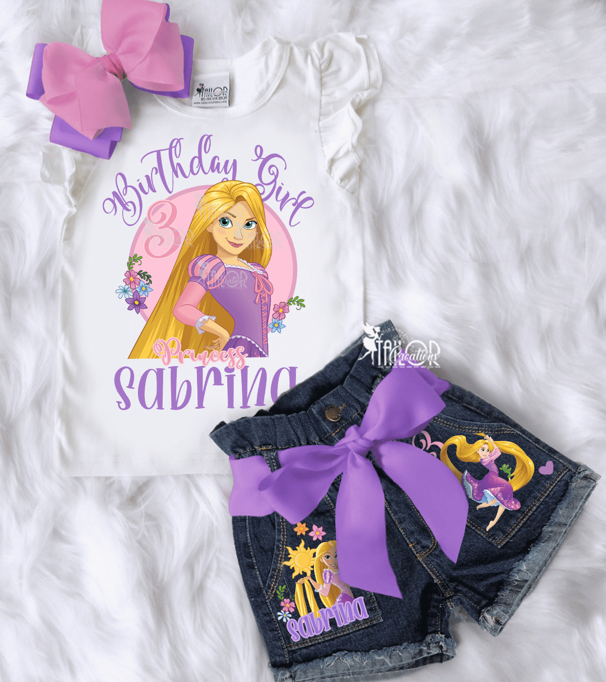 Rapunzel Birthday Outfit for Girls - Disney Princess Birthday Denim Outfit Kids