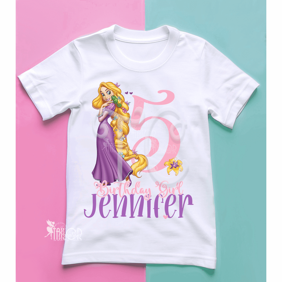 Rapunzel Birthday Party Tee Shirt - Disney Princess Rapunzel Birthday Party Outfit