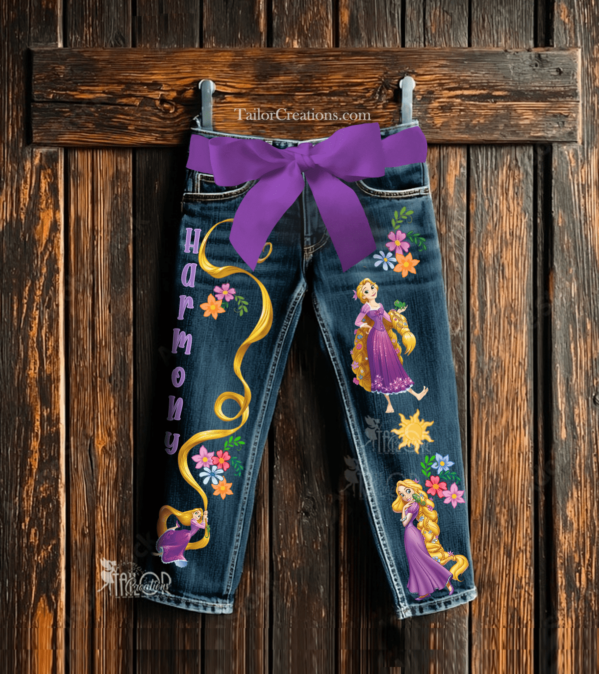 Rapunzel Custom Denim Pants - Disney Custom Denim Birthday Outfit Gift