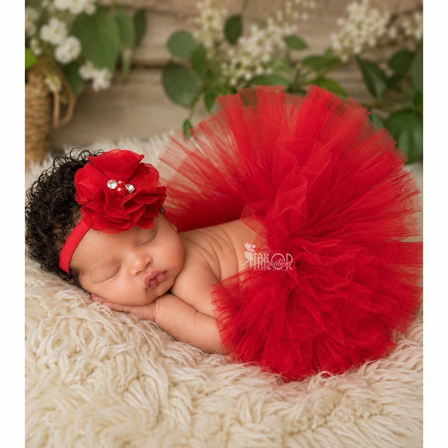 Red Newborn Baby Girl Tutu Dress Set - Holiday Newborn Dress Tutu and Headband
