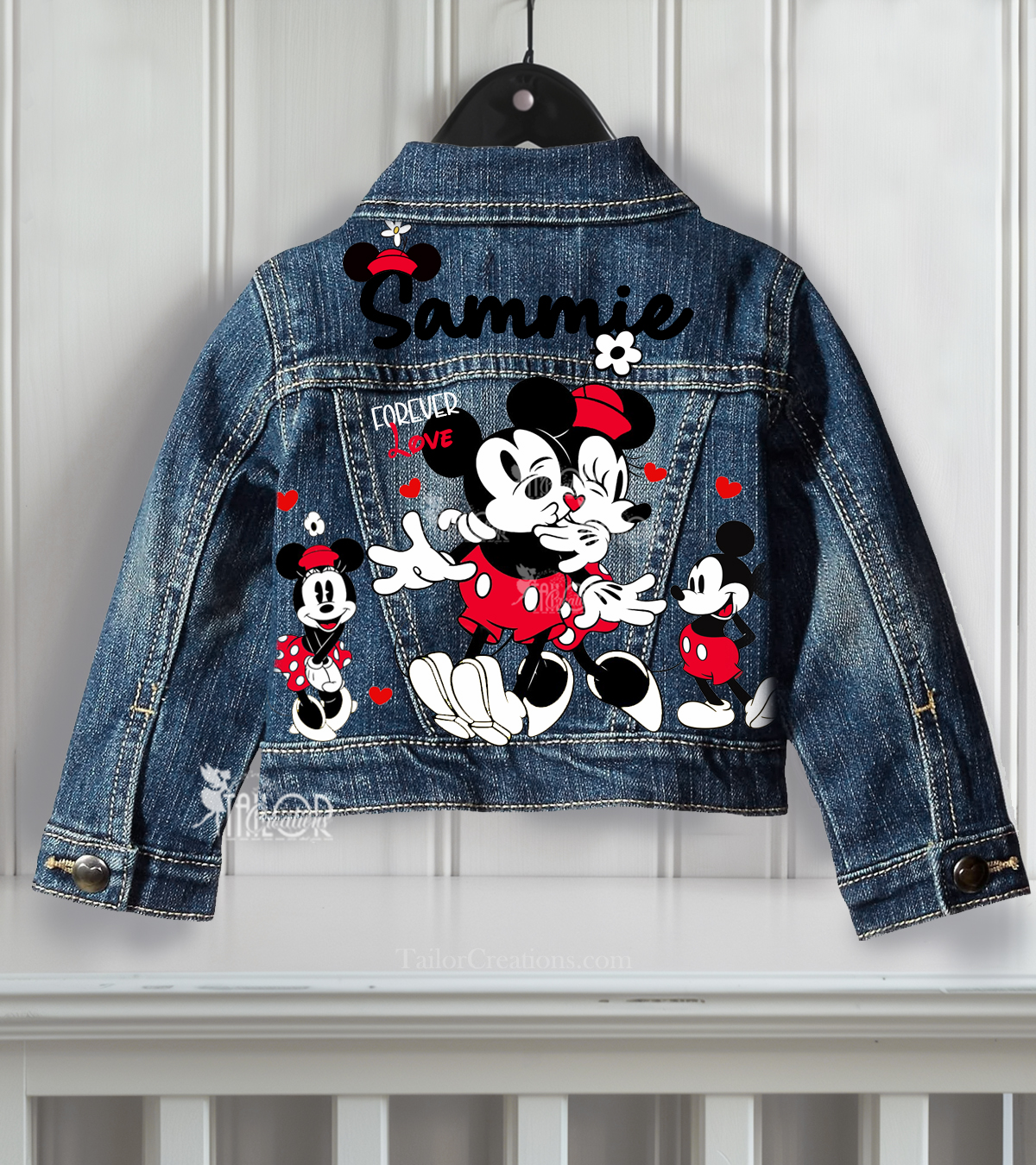Retro Mickey and Minnie Custom Denim Jacket for Kids - Disneyland Mickey and Minnie Jacket Gift