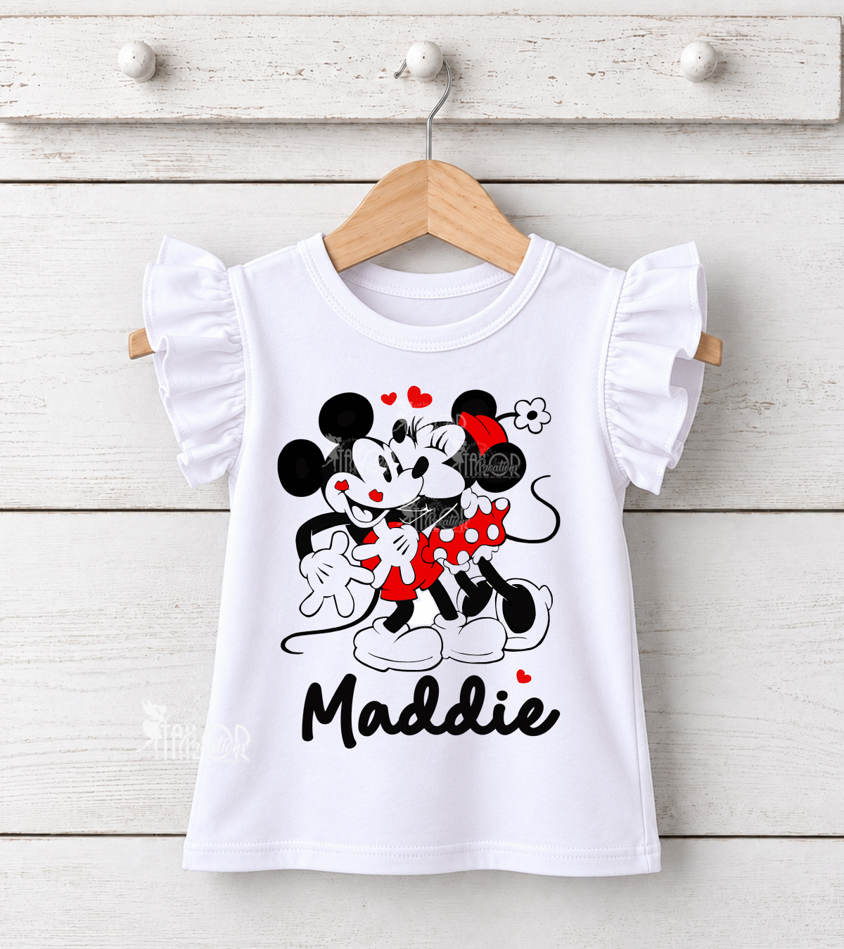 Retro Mickey and Minnie Kissing Personalized Tee Shirt - Retro Mickey and Minnie Outfit Ideas for Girls