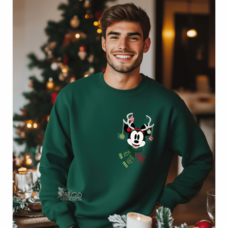 Retro Mickey Mouse Monogram Logo Christmas Sweatshirt - Retro Minnie & Mickey Matching Couple Sweaters