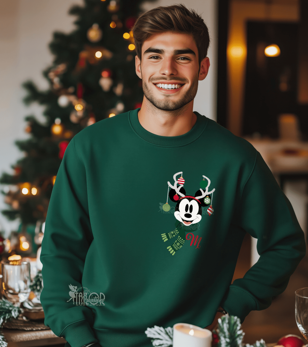 Retro Mickey Mouse Monogram Logo Christmas Sweatshirt - Retro Minnie & Mickey Matching Couple Sweaters