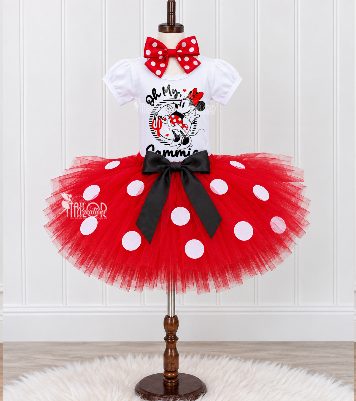 Retro Minnie Mouse Birthday Girl Tutu Dress Outfit - Minnie Red Polka Dot Tutu Outfit