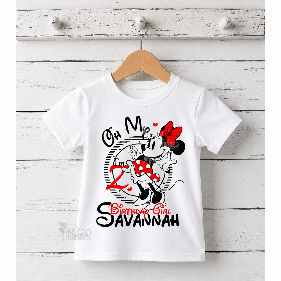 Retro Minnie Mouse Birthday Party Tee Shirt - Minnie Mouse Disneyland Birthday Outfit Ideas Baby Toddler Girl