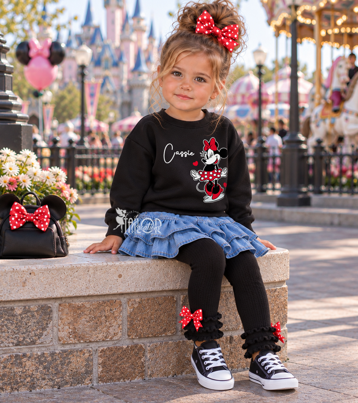 Retro Minnie Mouse Disneyland Sweatshirt for Toddler Girls - Minnie Mouse Custom Outfit for Girls