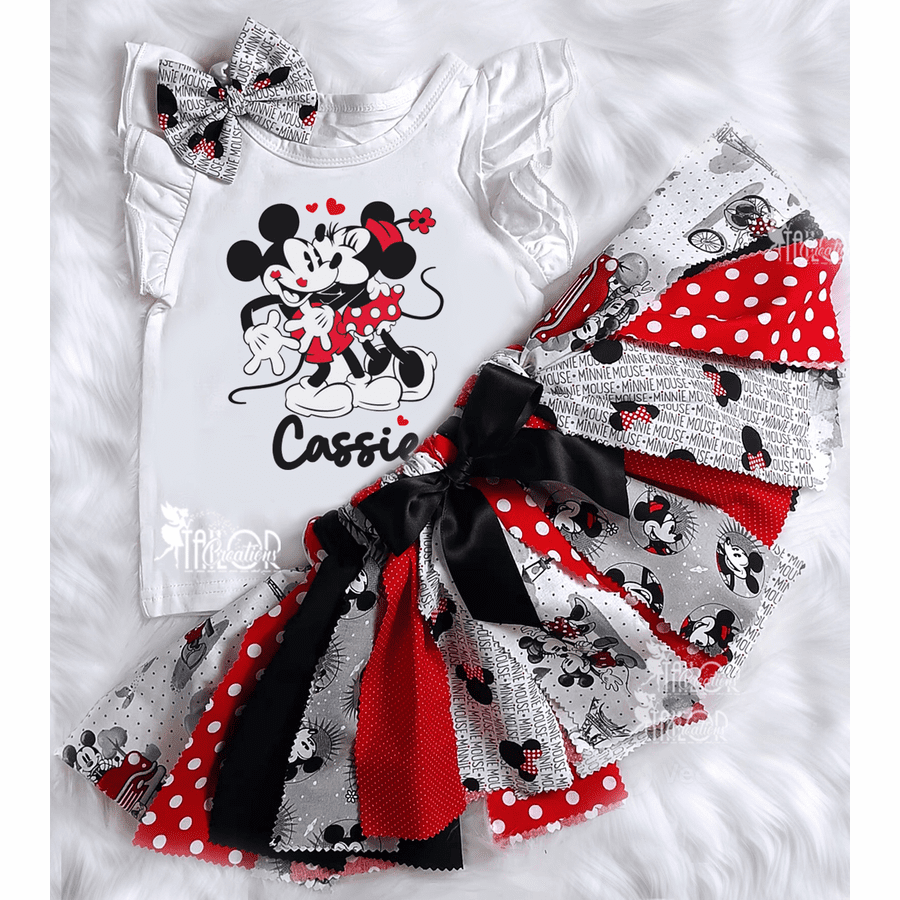 Retro Minnie Mouse Tutu Dress for Girls - Retro Vintage Minnie Mouse Birthday Outfit
