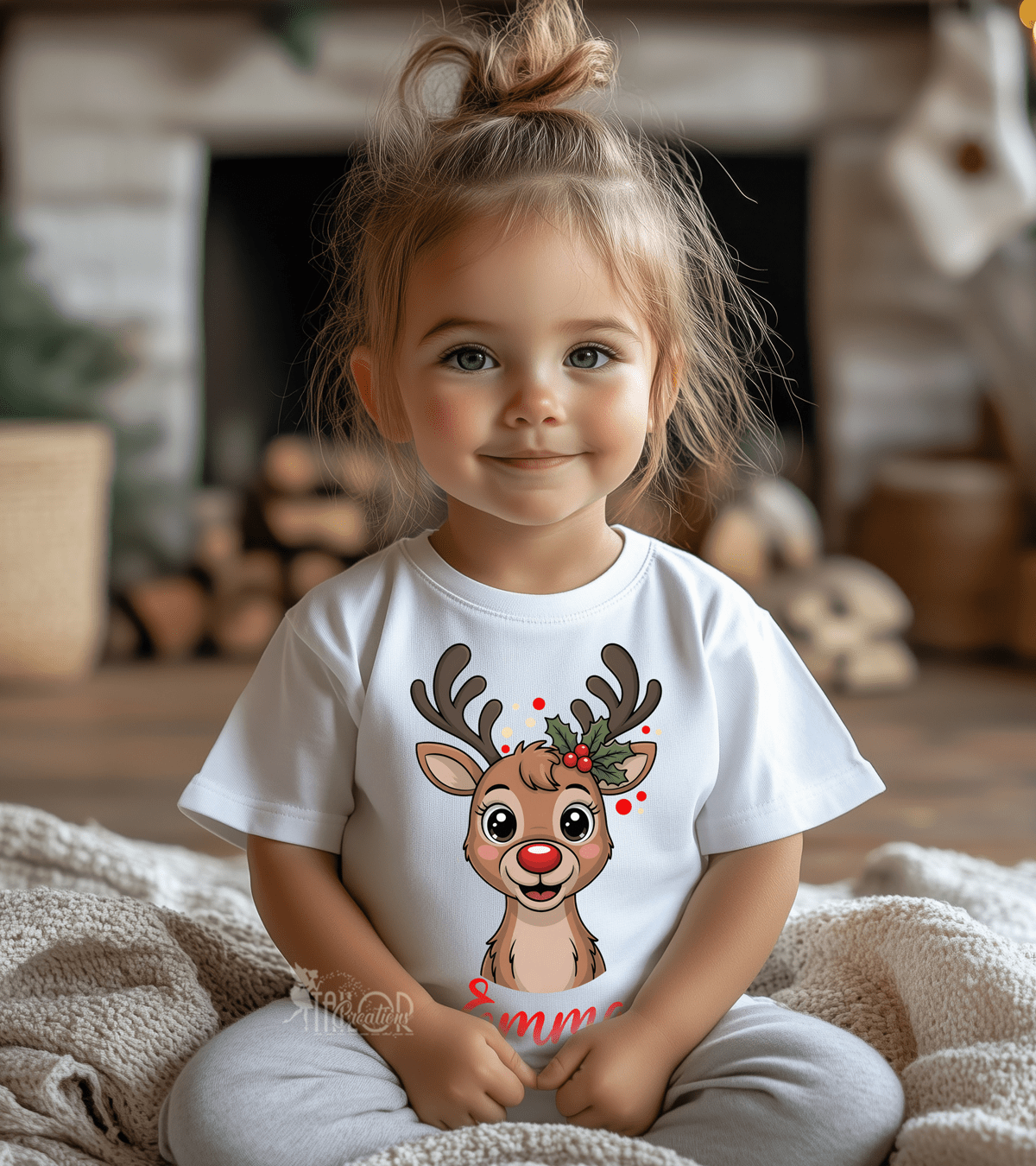 Rudolph Reindeer Custom Name Toddler Tee Shirt - Reindeer Sweatshirt for Toddler Kids