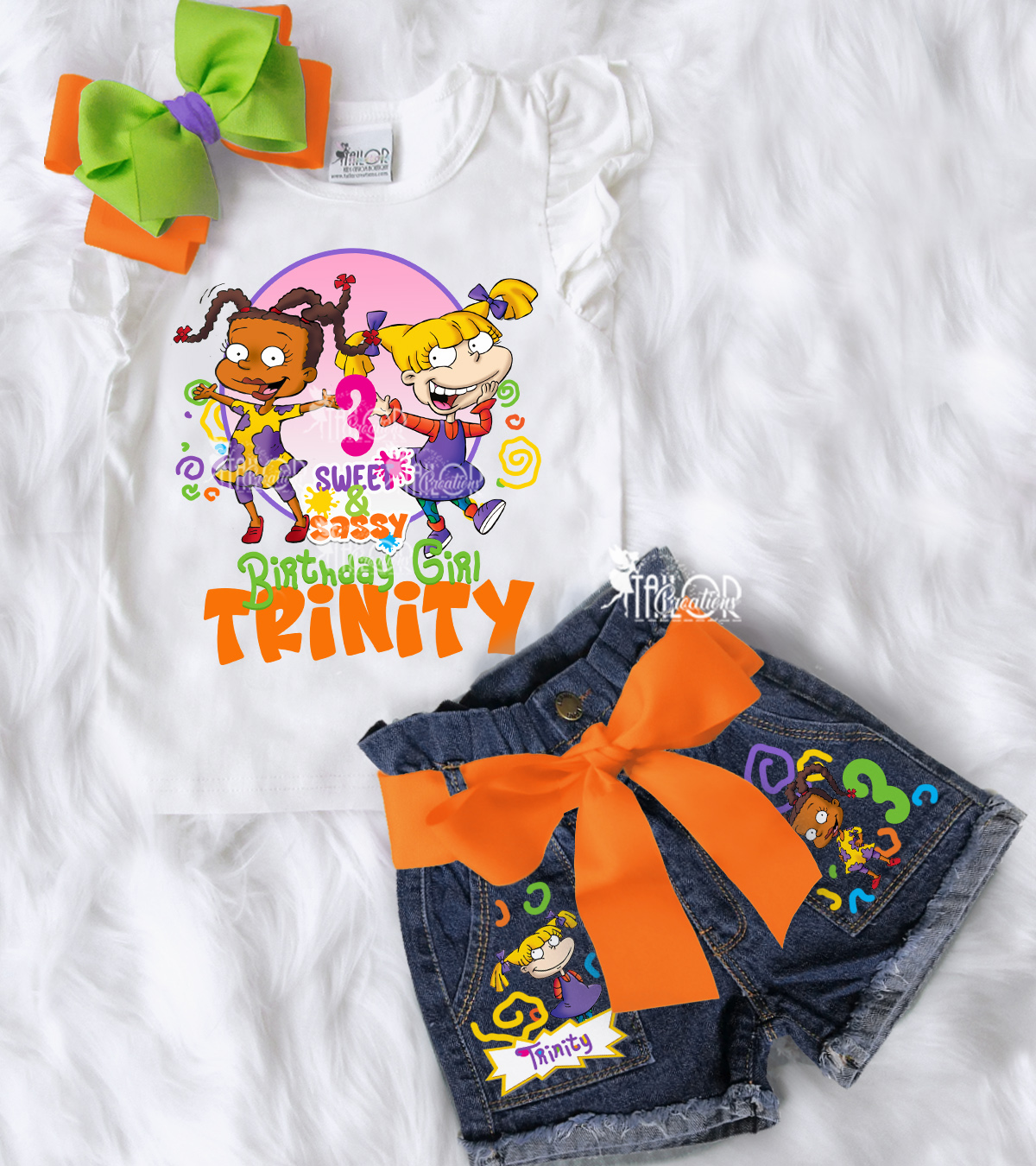 Rugrats Custom Denim Birthday Outfit - Retro 90's Cartoon Rugrats Birthday Outfit Ideas for Girls