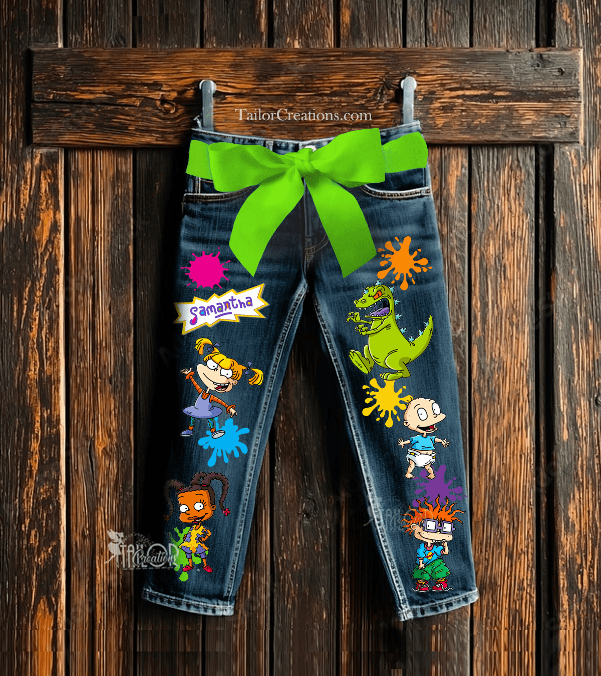 Rugrats Custom Denim Jeans Pants - Custom Denim Jeans for Toddler Boys Girls