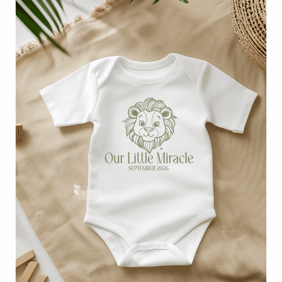 Safari Lion Baby Announcement Bodysuit Gift Box - Lion Themed Baby Shower Pregnancy Reveal Gift