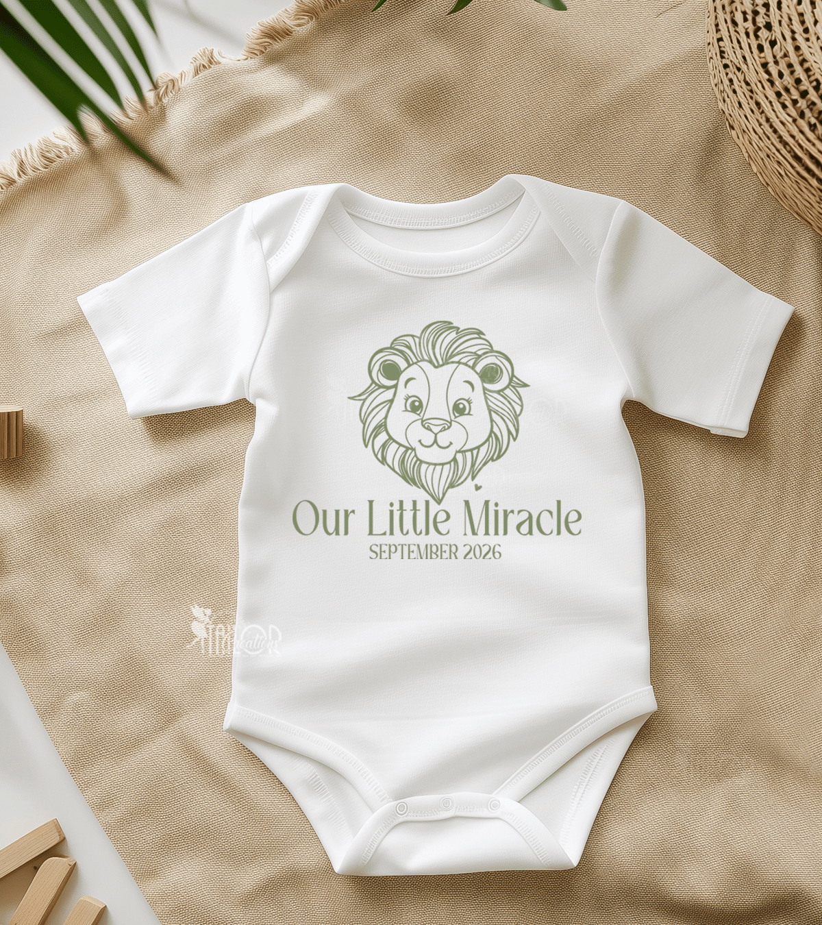 Safari Lion Baby Announcement Bodysuit Gift Box - Lion Themed Baby Shower Pregnancy Reveal Gift
