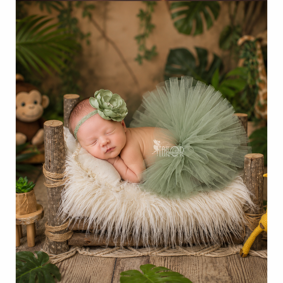 Sage Green Baby Girl Newborn Tutu Set - Jungle Theme Baby Girls Tutu Dress Baby Shower Gift Ideas