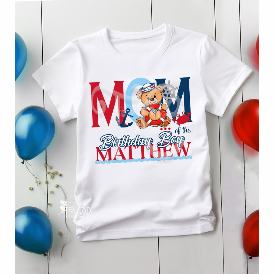 Sailor First Birthday Matching Family Tees Shirt - Nautical Birthday Party Family Tees