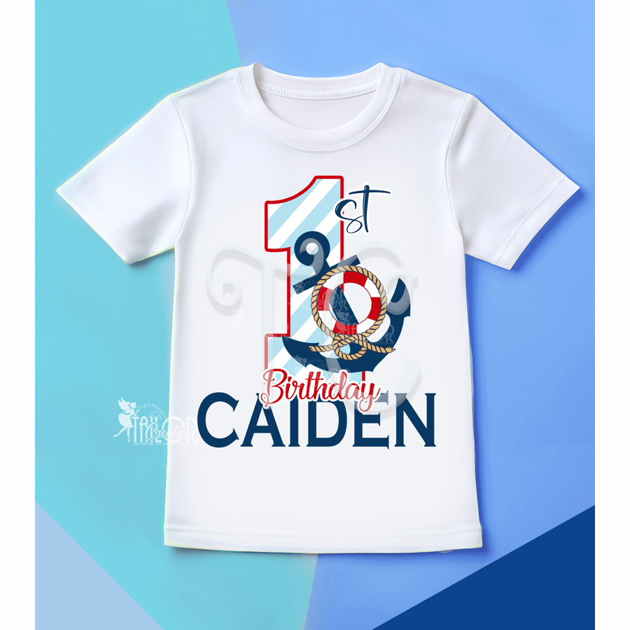 Sailor First Birthday Tee Shirt Toddler Boy or Girl - Nautical Birthday Party Outfit Ideas