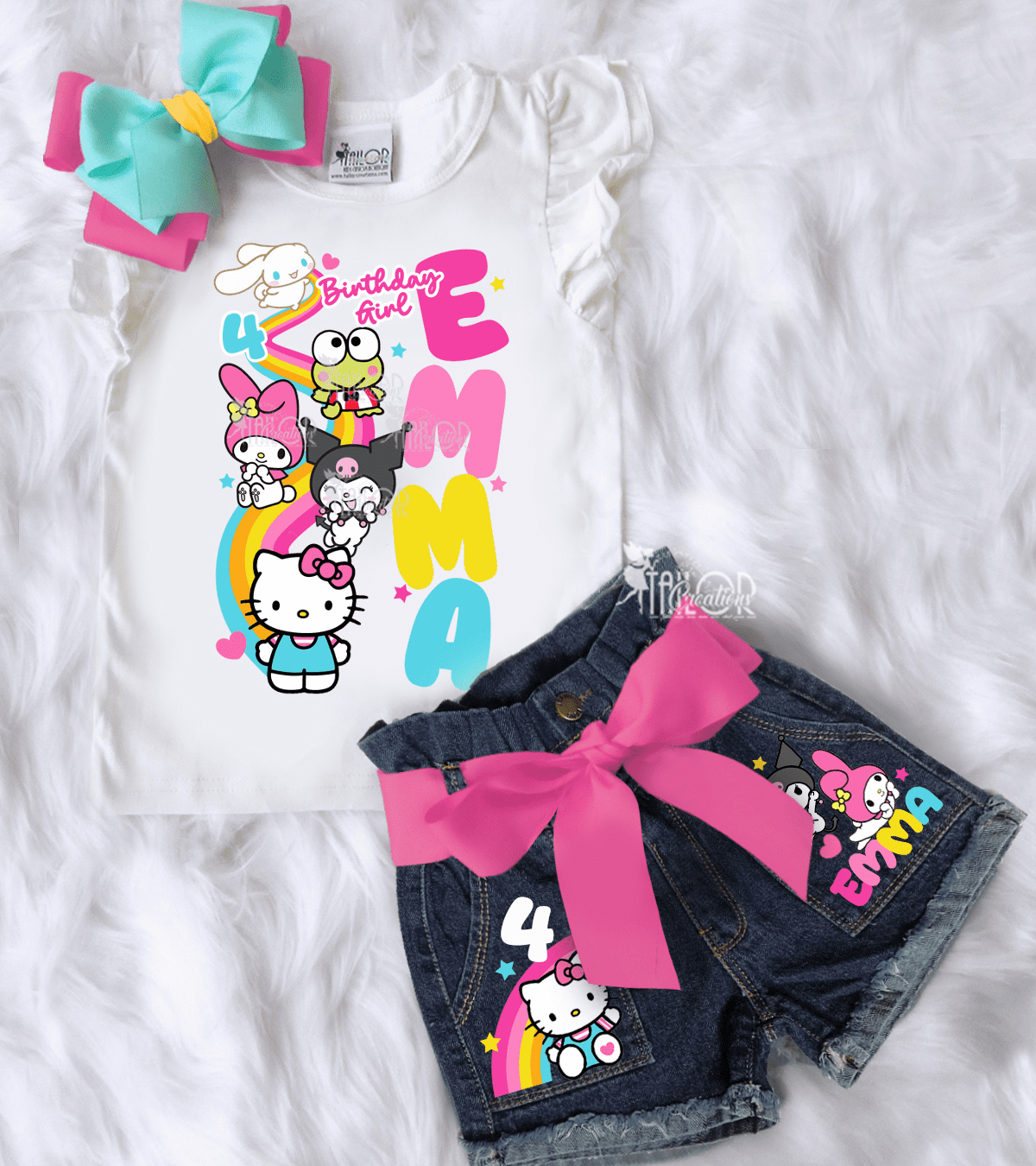 Sanrio Hello Kitty and Friends Rainbow Birthday Party Outfit - Hello Kitty Denim Birthday Outfit