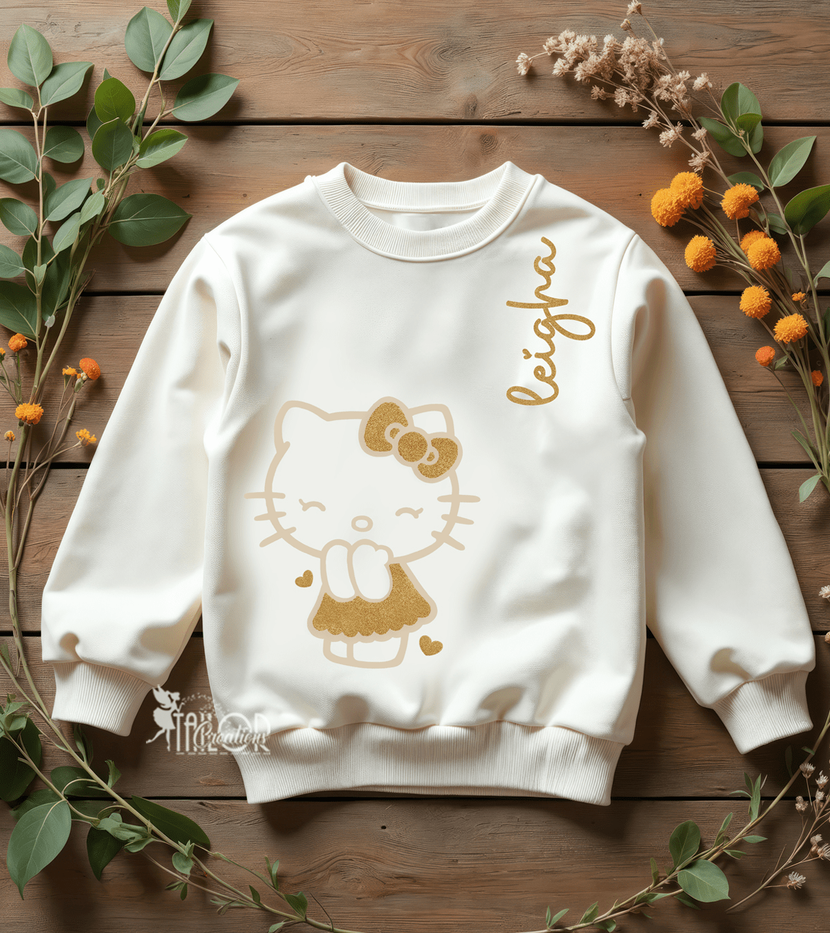 Sanrio Hello Kitty Gold Glitter Sweatshirt Outfit Gift - Hello Kitty Sweatshirt Toddler Kids