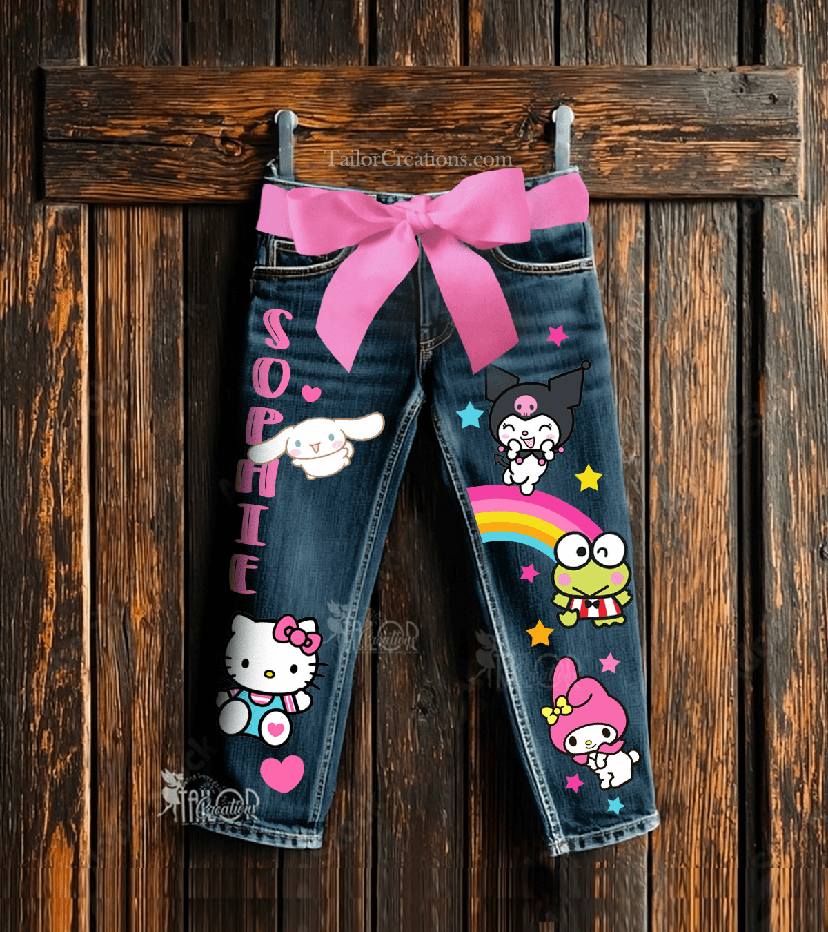 Sanrio Helly Kitty and Friends Rainbow Denim Pants - Hello Kitty Birthday Party Outfit Ideas
