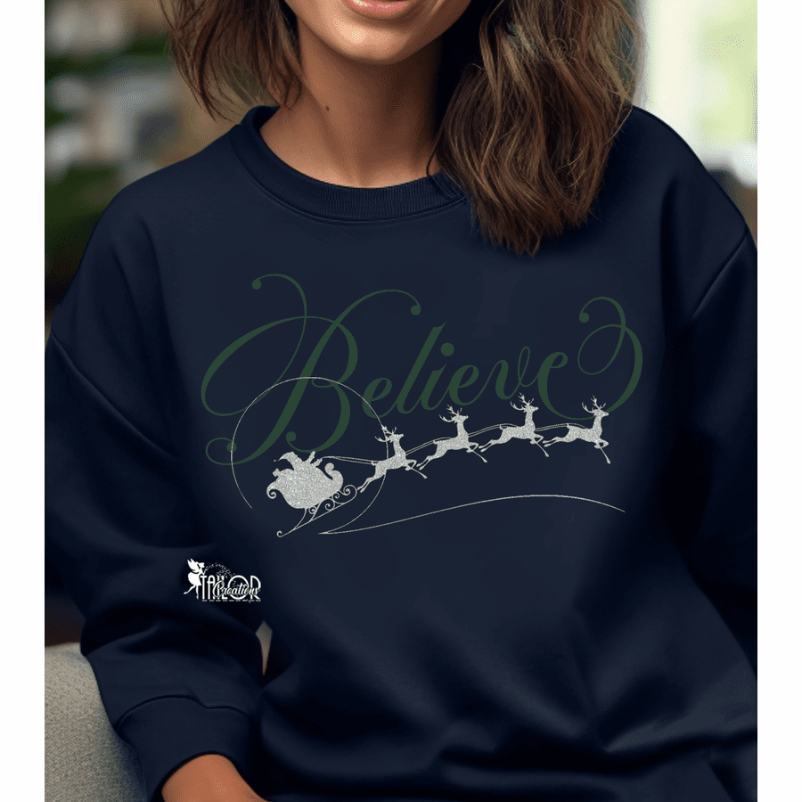 Santa Sleigh Matching Family Christmas Sweatshirt - Christmas Family Name Sweater Hoodie