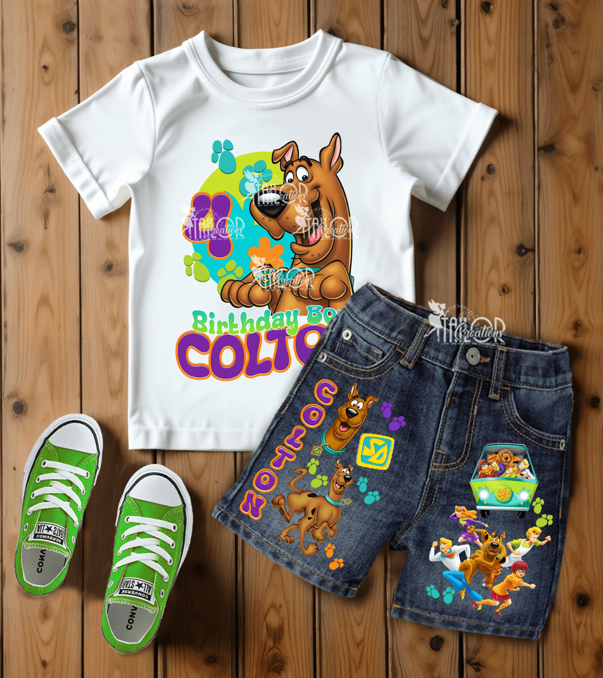 Scooby Doo Birthday Outfit for Boys - Custom Denim Birthday Outfit Toddler Big Boys
