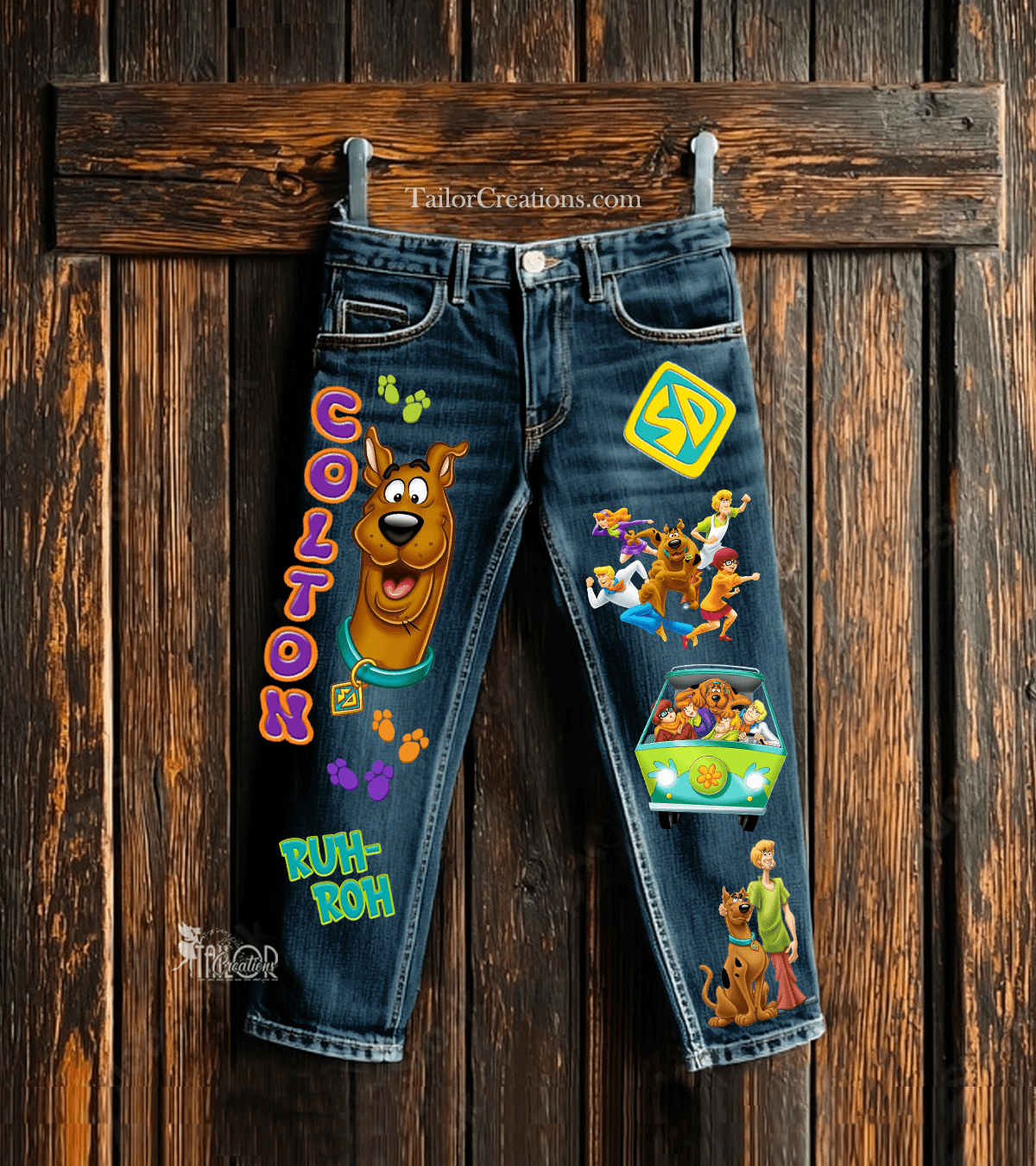 Scooby Doo Custom Denim Jeans Kids - Scooby Doo Pants Kids - Custom Denim Jeans
