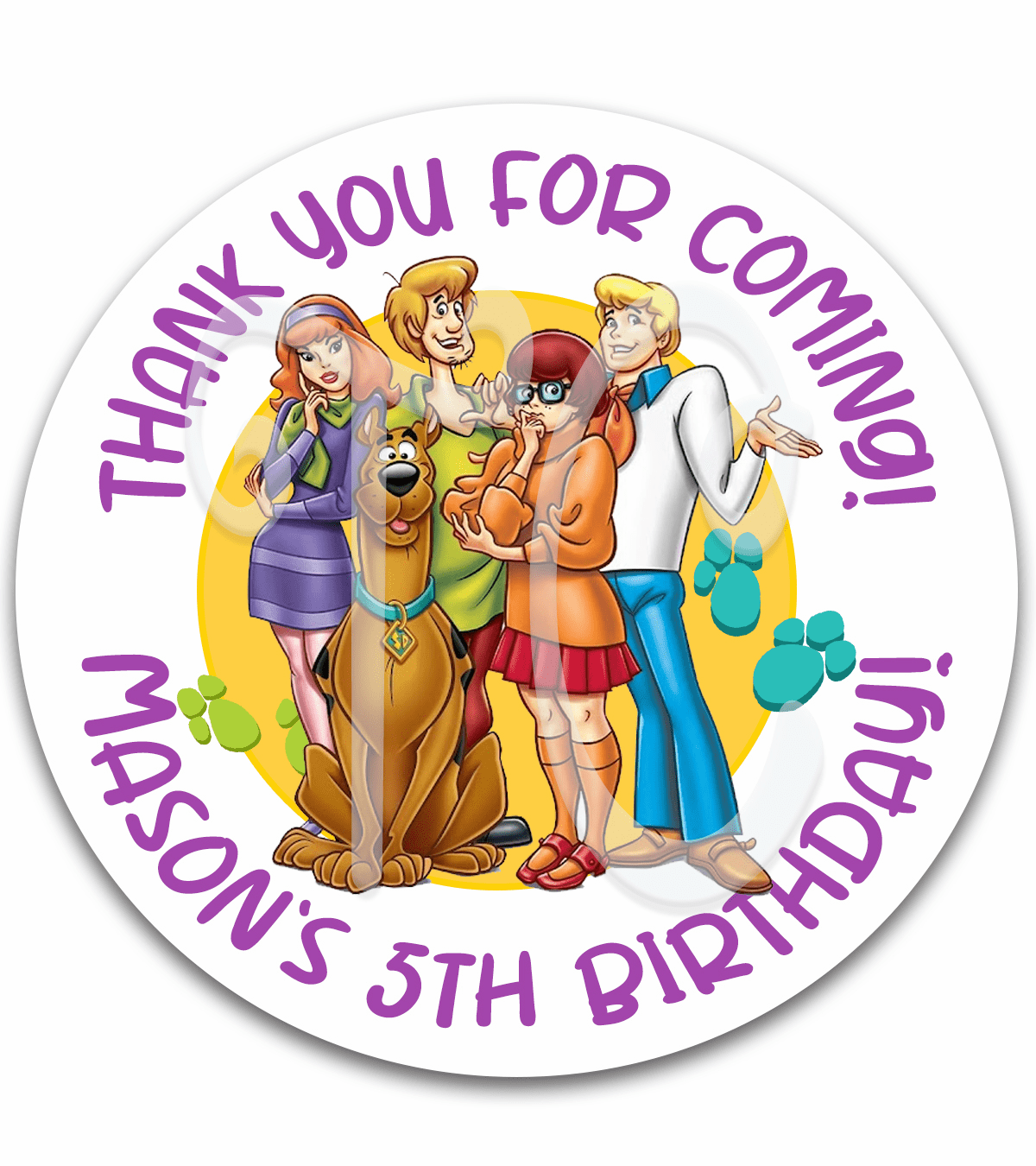 Scooby Doo Thank You Birthday Party Stickers - Scooby Doo Birthday Party Favors