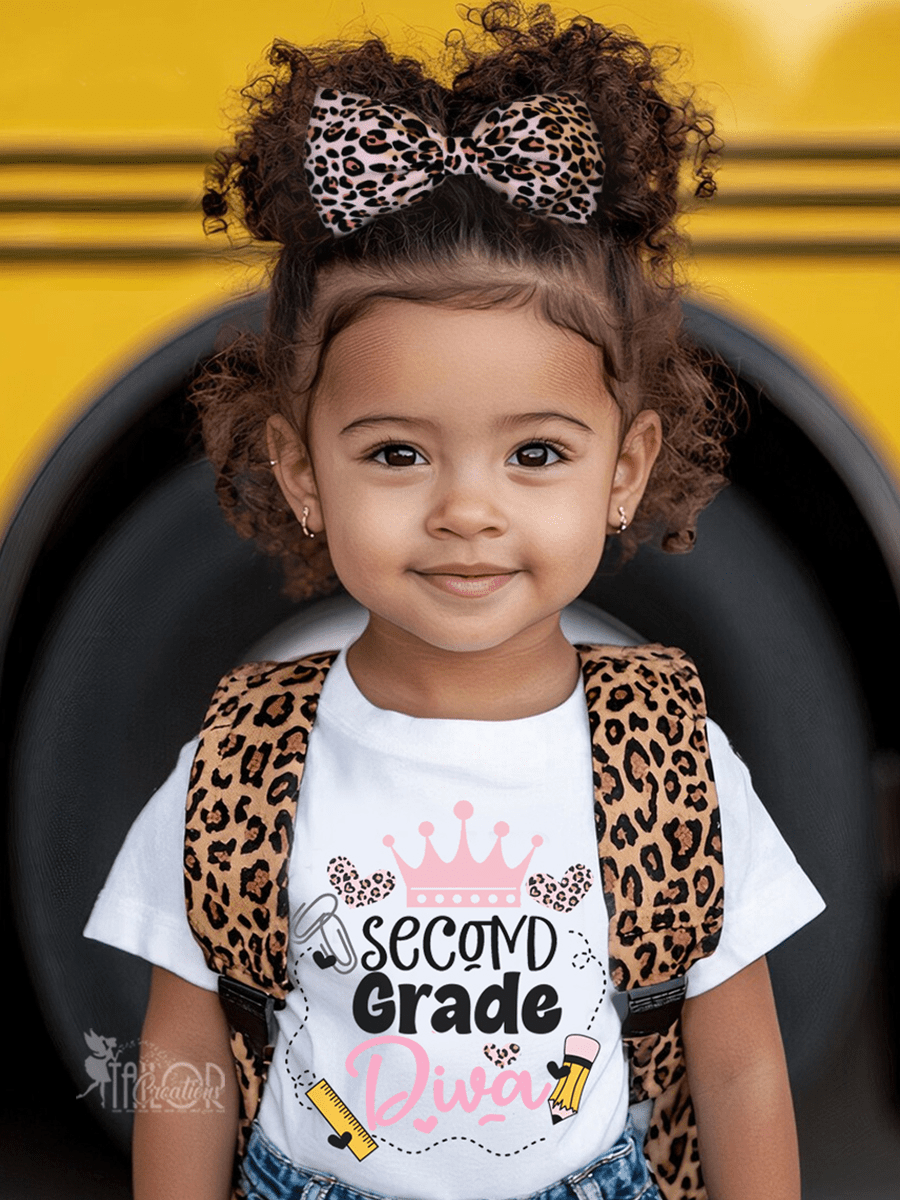 Second Grade First Day of School Custom Leopard print Tee Shirt Outfit