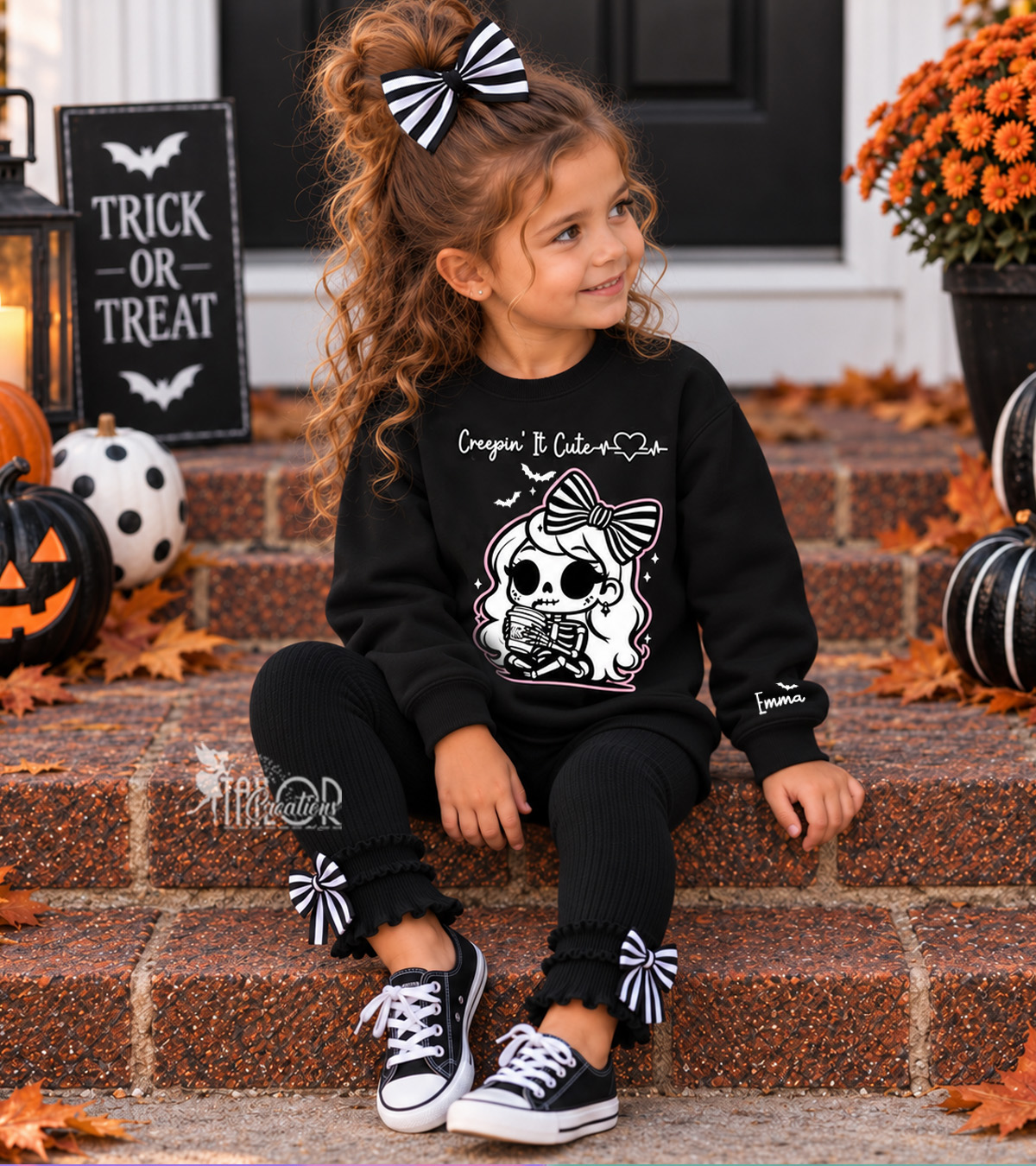 Skeleton Pumpkin Spice Halloween Sweatshirt Leggings Outfit - Skeleton Custom Sweatshirt Toddler Girl