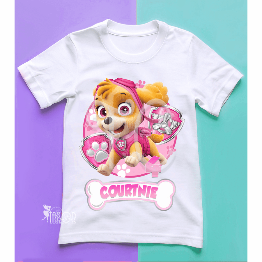 Skye Paw Patrol Custom Birthday Party Tee Shirt - Skye Birthday Party Outfit Ideas